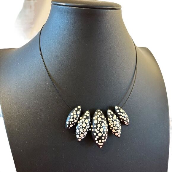 Culture Mix Chic Black and White Statement Necklace. - Picture 2 of 7